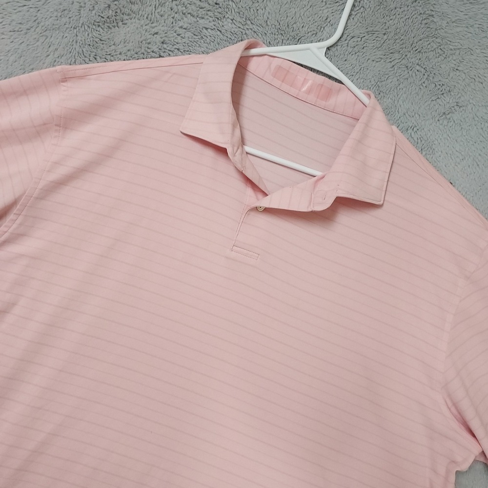 Peter Millar Polo Shirt Mens XL Striped Short Sleeve Golf Pink Featherweight